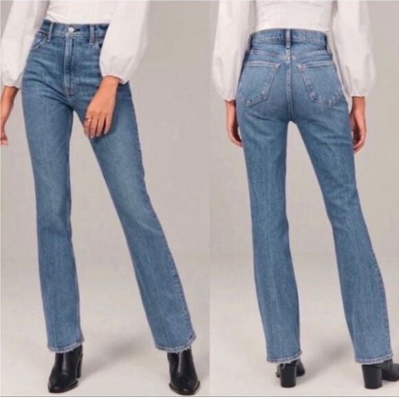 Abercrombie & Fitch Jeans Womens 27 Short Blue Vintage Flare High Rise 5 Pocket - Picture 1 of 12